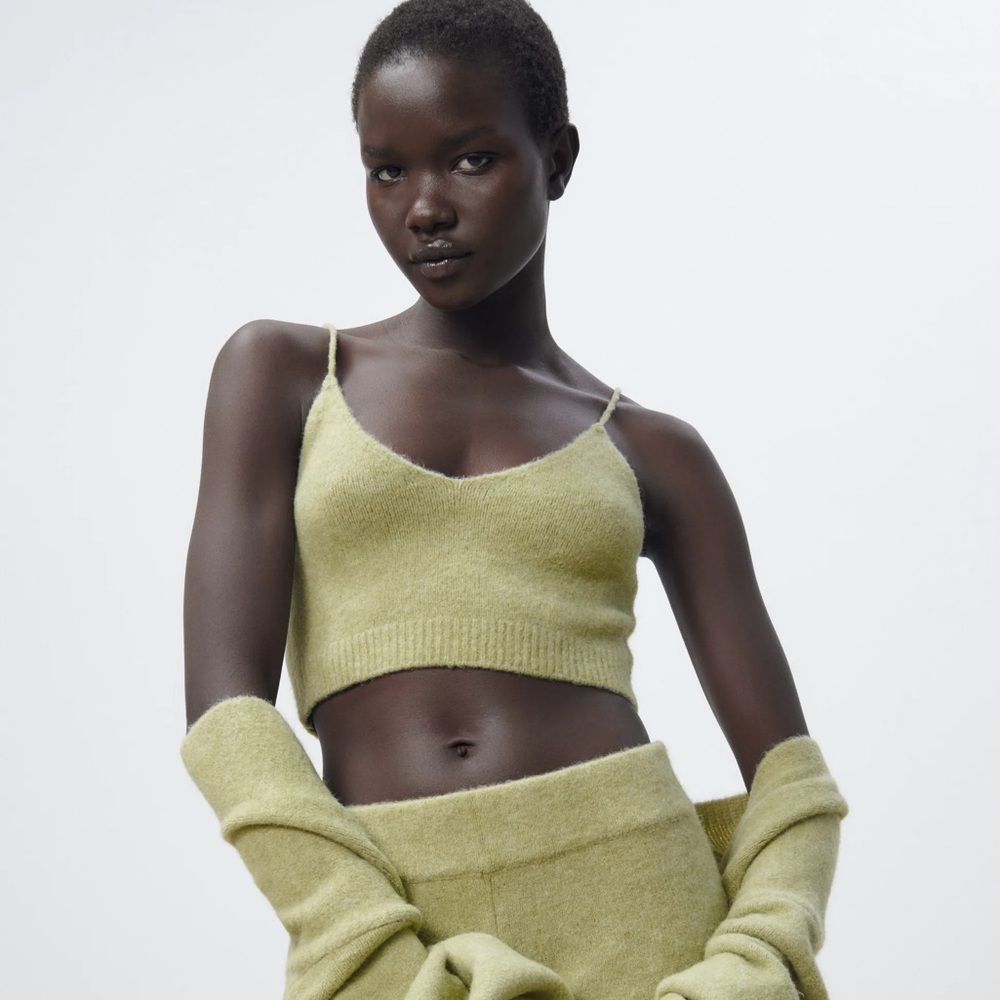 Zara Sage Green Strappy Knit Top
